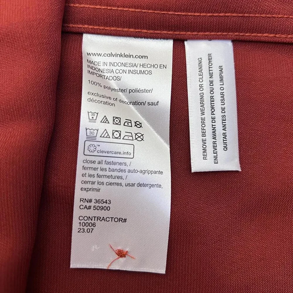 Calvin Klein Button Down Blouse Womens Small Orange Classic Fit Work Office NWT - Picture 8 of 9